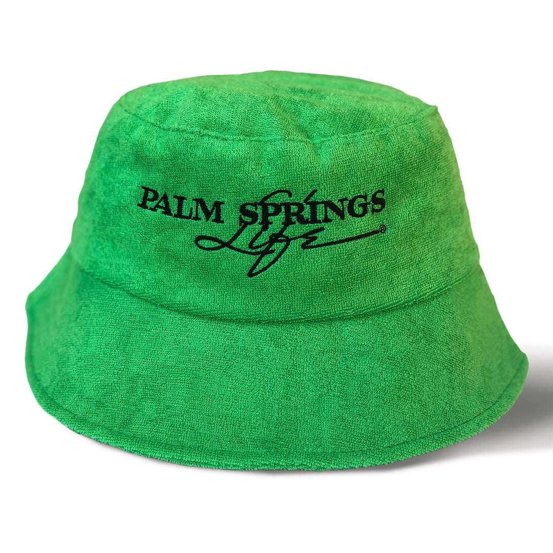 Palm Springs Life Embroidered Fr Terry Bucket Hat - Kelly Green