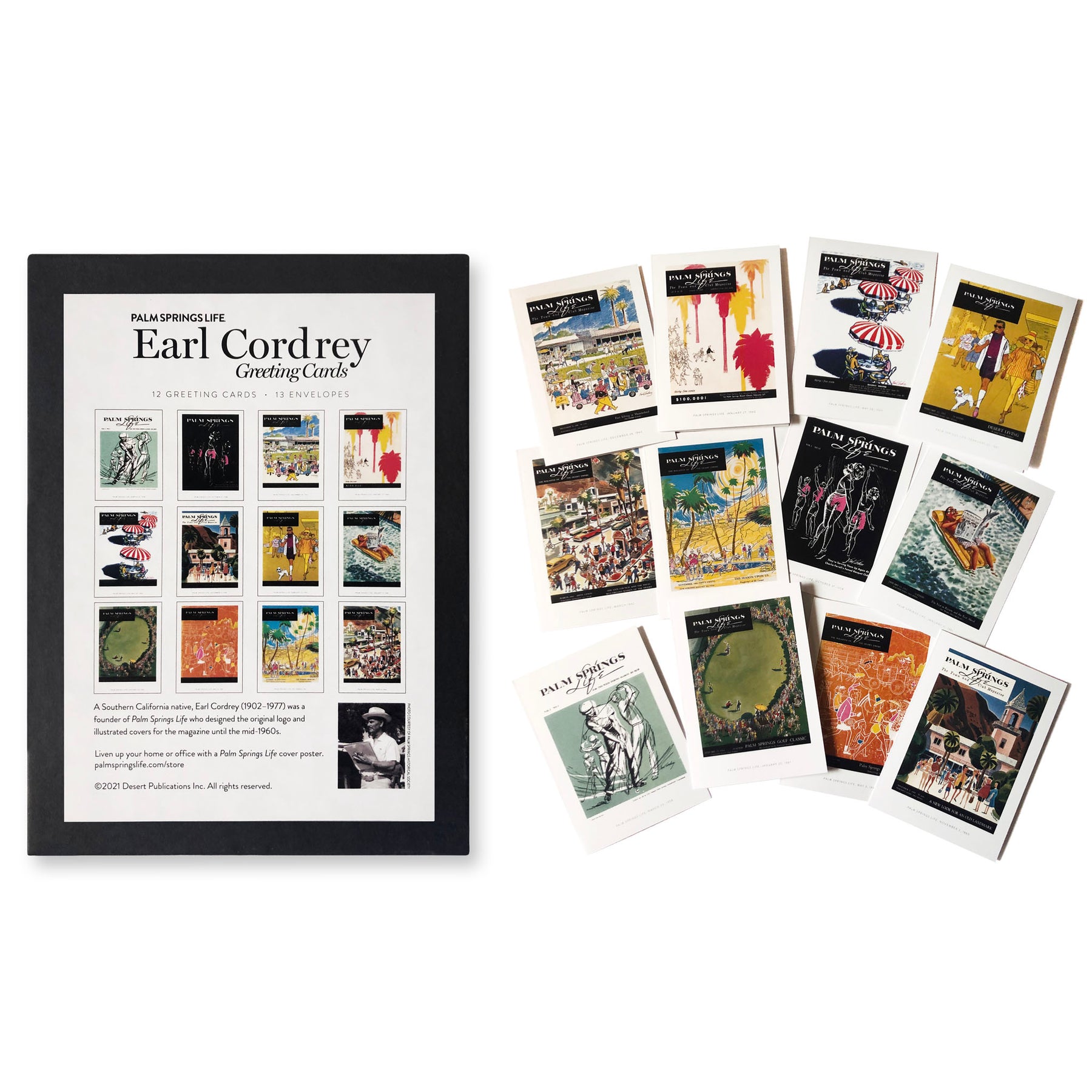 Palm Springs Life Covers by Illustrator Earl Cordrey Notecard Set